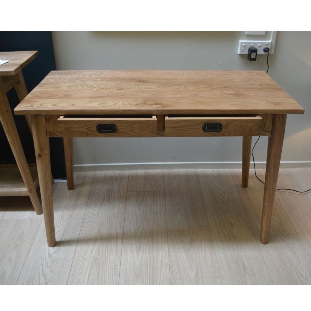 American Oak 2 Drawer Desk image 1